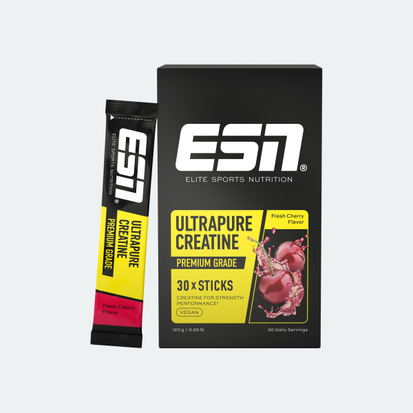 ESN Ultrapure Kreatin Sticks 30x4g. Abbildung: Fresh Cherry, 30 x 4 g